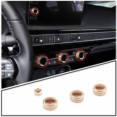 Imagem de HIRUFAIT Tampas de botão de volume de ar condicionado para console central para Honda Civic 2022/Honda CRV 2022, 4 peças liga de alumínio A/C interruptor de volume protetor anel acessórios de