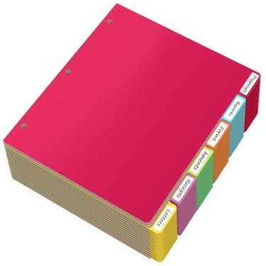 Imagem de HABGP 96 peças/16 conjuntos de 6 divisórias de abas para fichário de 3 anéis, 96 peças divisórias coloridas com abas, 3 divisórias de pasta de página de anel, divisórias de arquivo com abas de