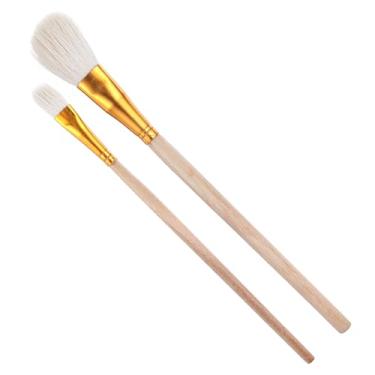 Imagem de 2 escovas douradas, escova de pelo de cabra, escova de esfregão de mistura de pelos de cabra, vassoura de folhas, escova de folha dourada para folhas douradas