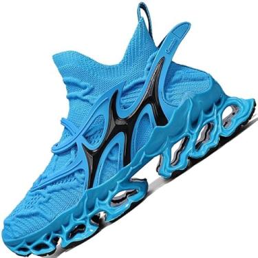 Imagem de Tênis masculino masculino Blade Tennis masculino Trail Running Athletic Fashion Shoe Masculino Preto Branco Marrom Azul Laranja Tamanho Basketball Runner, Azul, 41