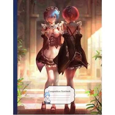Imagem de Composition NoteBook: Rem Re Zero Ram Kanjii D42, 8.5x11 Inches - 110 page Diary Subject Planner Anime Gift Kid With Lined Blank Pages Perfect For Children Journal Work From Home