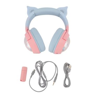 Imagem de Fone de Ouvido para Jogos de 2,4 GHz Fone de Ouvido Luminescente Bonito para Aprendizagem USB e Type C Conector Link e Conexão de Cabo de áudio de 3,5 Mm Fone de Ouvido para