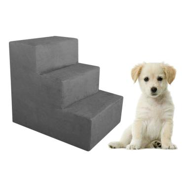 Imagem de Escada Pet para Cães e Gatos Suede Cinza Dal Poz Estofados
