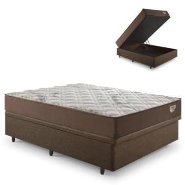 Imagem de Base Box Baú Casal 138x188 Linho Marrom com Colchão Relax Adorabile Mo