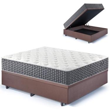 Imagem de Base Box Baú Casal 138x188 Suede Marrom com Colchão Relax Fresh Molas 