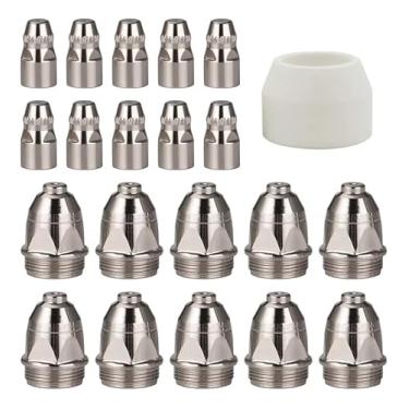 Imagem de Pontas de corte de plasma Kit 21 Consumíveis Bico 1,1 mm P80 Tocha de corte de soldagem por plasma corte consumível CNC 40 P80 CUT100 (1.7mm)
