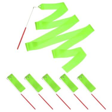 Imagem de PATIKIL Fitas de dança, pacote com 6, flâmulas de dança de ginástica de 78,7 polegadas com varinha antiderrapante para presentes, dança, shows de talentos, bastão girando, verde