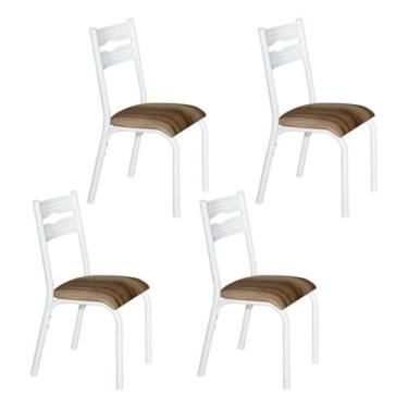 Imagem de Conjunto 4 cadeiras cozinha jantar ciplafe luna tubo branco assento es