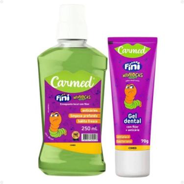 Imagem de Kit Carmed Fini Minhocas Azedinhas: Gel Dental 70g e Enxaguante Bucal 