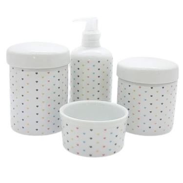 Imagem de Kit higiene bebê lavabo Poá Colorido 4 pçs - Tudo Porcelana - Antilope