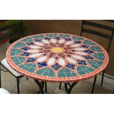 Imagem de Mesa Em Mosaico Vitral Árabe Em Cerâmica - Somente o Tampo, 80cm