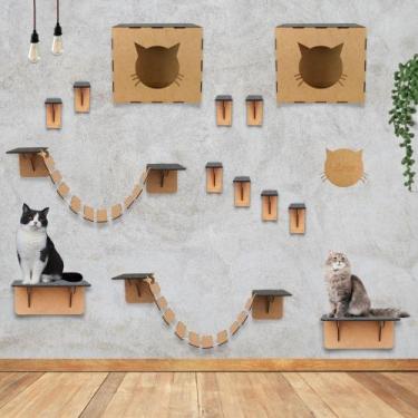 Imagem de Parquinho para Gato 14 Peças Brinquedo de Gatos Pontes Nichos e Pratel