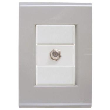 Imagem de Cj Tomada Conexão Tv Sat Coaxial Liz Fendi Tramontina Completo Pronto 