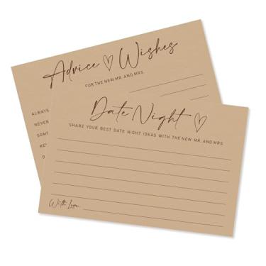 Imagem de Conjunto de cartões Advice & Wishes - Minimalism Brown - 15 cartões de conselhos e desejos e 15 cartões de noite para novos casais, recém-casados, noivado, lembrancinhas de festa de casamento e