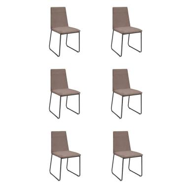 Imagem de Kit 6 Cadeiras De Jantar Cozinha Industrial Lexa Veludo Élpis Móveis Capuccino Preta