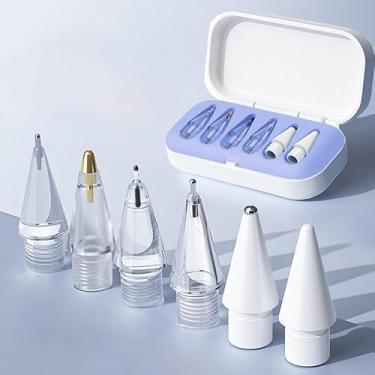 Imagem de Pontas de lápis de substituição para Apple Pencil Pro, ponta de metal de ponta fina atualizada para Apple Pencil 2ª geração USB-C, conjuntos de pontas de iPencil resistentes ao desgaste e controle