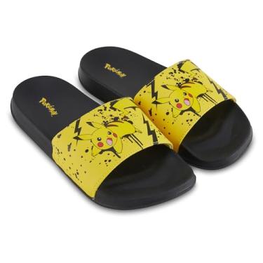 Imagem de Pokemon Mens Pikachu Slide Sandals Pikachu Shoes - Pikachu, Ash, Charmander, Squirtle, and Bulbasaur Slides (Black Yellow, 10/11)