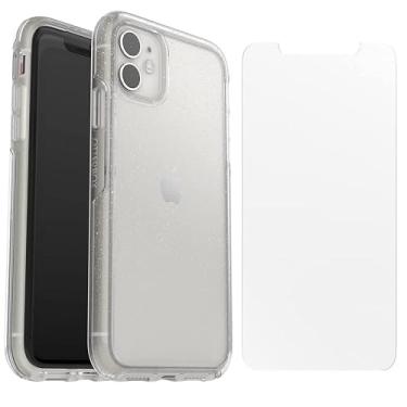 Imagem de OtterBox Symmetry Series Capa transparente para iPhone 11 e iPhone XR (apenas) Protetor de tela de vidro Amplify – Embalagem sem varejo – Stardust – Transparente