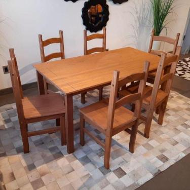 Imagem de Conjunto Sala De Jantar Mesa 150x80 Cm 6 Cadeiras Madeira Marin Brasil