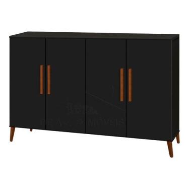 Imagem de Buffet Aparador Colombia 4 Portas 1.22m Retrô Preto Black - PASSE BEM