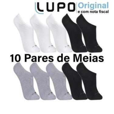 Imagem de Kit com 10 Pares de Meias Soquete Lupo Original, Cano Curto e Baixo em