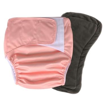 Imagem de Hi Sprout Roupa íntima reutilizável para adultos – Cuecas impermeáveis para incontinência com inserções absorventes extra grandes, proteção diurna/noturna, fralda de pano lavável de 60 a 140 cm (rosa