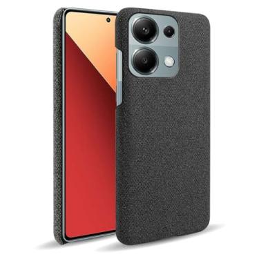 Imagem de Capa para Xiaomi Redmi Note 13 Pro 4G,Capa desenhada em lona,Case Protetora Ultrafina com Empunhadura Macia,Design em Tecido Antichoque e Antiarranhões-Black