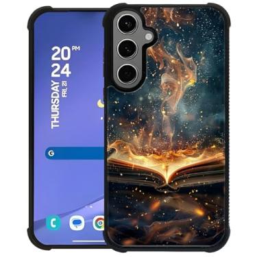 Imagem de CARLOCA Capa para Samsung Galaxy S24 Plus S25 Plus, livro de imagens, estampa de chama mágica, design moderno para meninas, à prova de choque, antiarranhões, capa traseira rígida de policarbonato para