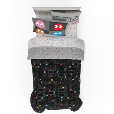 Imagem de Franco Pac-Man Gaming Jogo de cama e edredom reversível super macio e aconchegante com capa, solteiro, (produto oficialmente licenciado)