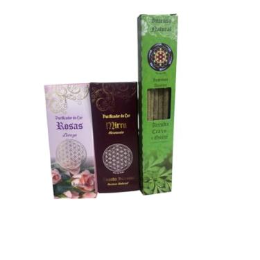 Imagem de Incenso Natural Artesanal, Kit com 3 Fragrâncias, Rosas, Mirra, Arruda com Cravo e Guiné