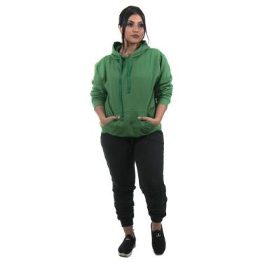 Imagem de Conjunto Moletom Feminino Calça Preta e Blusa de Moletom cor Verde - I