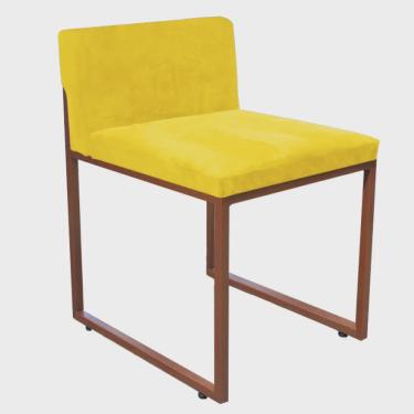 Imagem de Cadeira De Jantar Escritório Recepção Lee Office Industrial Ferro Bronze Suede Amarelo - Ahz Móveis