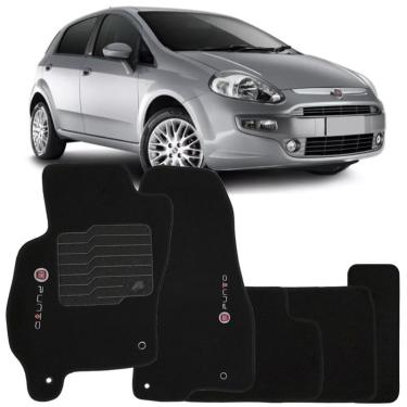Imagem de Jogo de Tapete Automotivo Carpete Fiat Punto 2012 à 2018 Soft Logo Bordado Preto 5 Peças