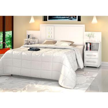 Imagem de Cabeceira Casal/Queen/King com Mesas de Cabeceira Flórida Branco