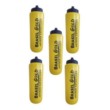 Imagem de 5 Squeeze Garrafa Futebol 1 Litro Garrafinha - Finta, Amarelo