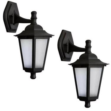 Imagem de Kit 2 Arandelas Coloniais Luminária Externa Preta Parede Retrô Jardim 20W Bivolt