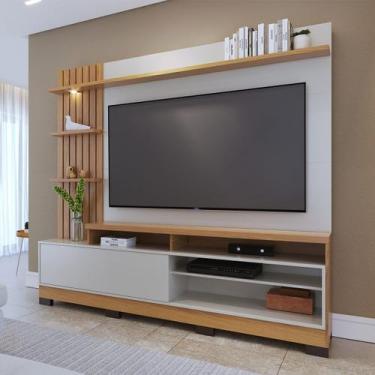 Imagem de Estante Home 200 Cm com Pés Ripado Lateral Spot de Led para TV até 65'