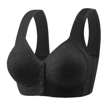 Imagem de Dotmalls Bras for Older Women, Lightweight, Breathable and Gathered Front Closed Push-Ups for Women, Wireless Comfortable Sleep Bra for Elderly Women(Black,L)