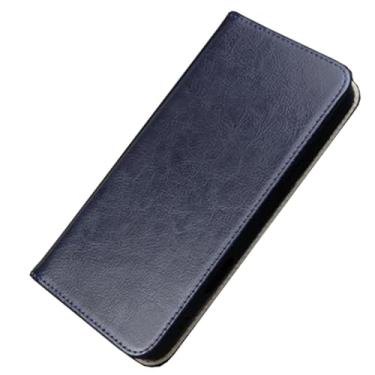 Imagem de HAO RIYLN Capas de couro real para Samsung Galaxy S25 Ultra/S25 Plus/S25, capa de telefone de couro de vaca com compartimentos para cartões, capa flip fólio, azul, S25 Ultra