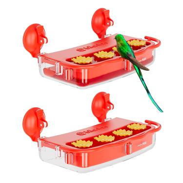 Imagem de Alimentador de beija-flor para janela, ventosa forte, pacote com 2, alimentadores de beija-flor para atividades ao ar livre, observação de pássaros, à prova de formigas e abelhas, fácil de recarregar