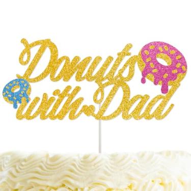 Imagem de Donuts with Dad Cake Topper Glitter Donut Themed Decorations for Father's Day Party Decor Father's Day Gifts Fathers Day Party Supplies