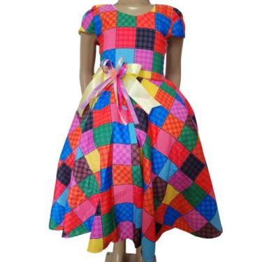 Imagem de Vestido Menina Infantil Elegante Xadrez Colorido Junina Arraia - act, 