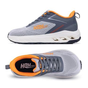 Imagem de GOOBON Tênis feminino de corrida de trilha com bico largo, moderno, tênis atlético, respirável, sem queda, leve, Cinza e laranja, 37