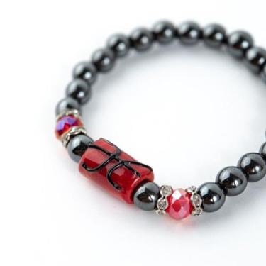 Imagem de Pulseira Pomba Gira Firma Hematita e Silicone - Lua Mística - 100% Ori