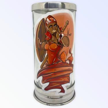 Imagem de Suporte para vela 7 dias 18 cm Obá  vidro e alumínio - Lua Mistica