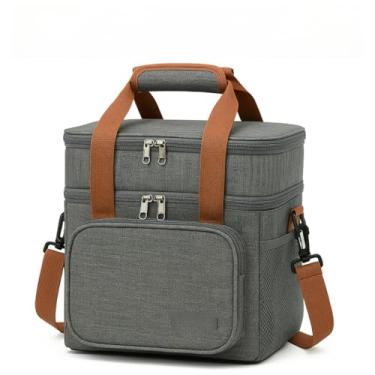 Imagem de Bolsa Térmica 2 Compartimentos Com Alça De Mão E Lateral Isolamento Térmico Eficiente(Cinza-Básico)