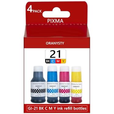 Imagem de oranysty Kit de refil de tinta compatível com frascos de tinta GI-21 g21, tinta corante para Canon PIXMA G5020 G6020 G3060 G3270 G3260 G2260 G1220 MegaTank refil de tinta, 70 ml, amarelo magenta ciano