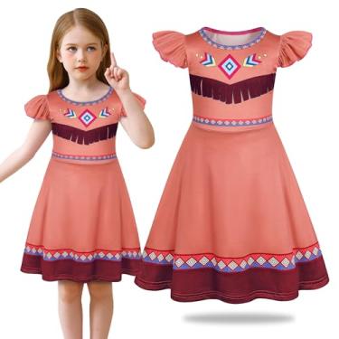 Imagem de Sukyfecde Fantasia de princesa para meninas, fantasias de Halloween, roupas de cosplay, roupas infantis de Natal e aniversário, Marrom, 7-8 Anos