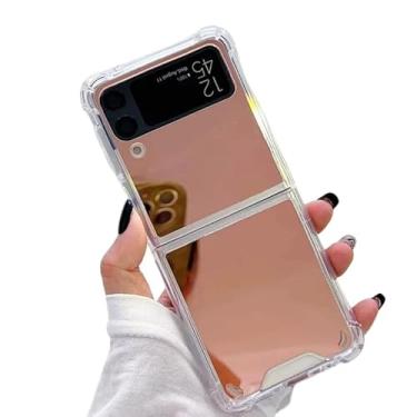 Imagem de Capa Espelhada para Samsung Galaxy Z Flip 6 5 4 3 - Case Premium à Prova de Choque, Luxo com Espelho (Rose, Samsung Z Flip 5)