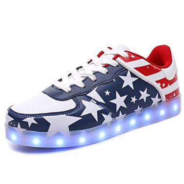 Imagem de IGxx Tênis de cano alto com luz LED – Recarregável, Brilhante, Piscando Sapatos para Homens, Mulheres e Crianças, Azul, 10 Women/9.5 Men
